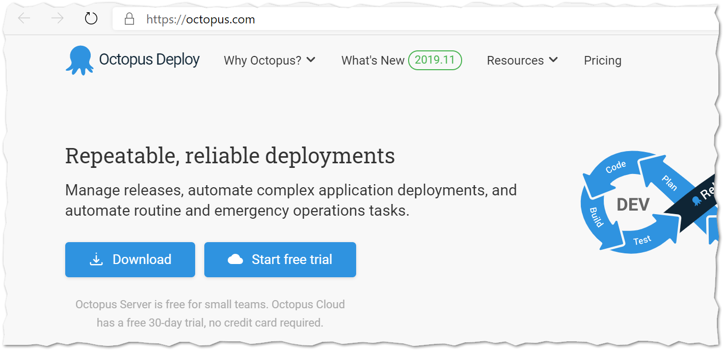 Octopus Deploy homepage