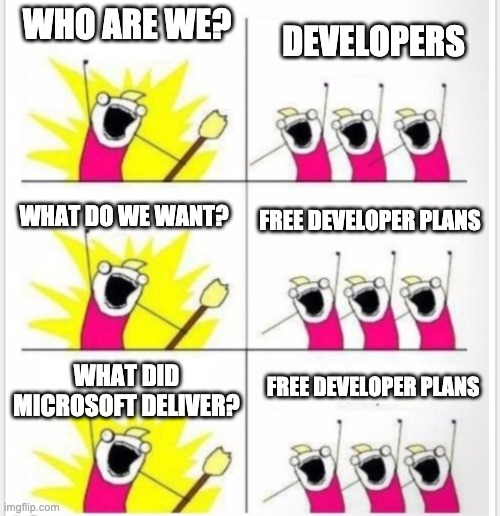 free developer plan meme